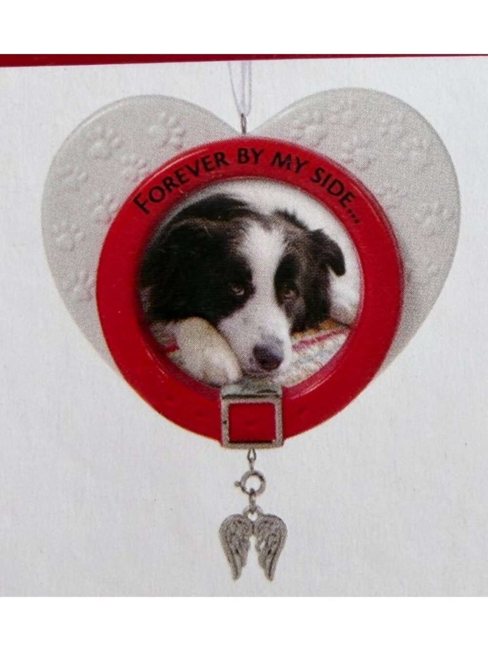 Hallmark Dog Photo Holder "Forever By My Side" w/Angel Wings Attachment Ornament